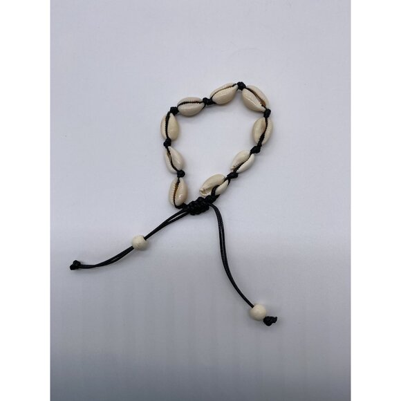 Cowrie Shell Adjustable Anklet Bracelet With Black Cord For Girls - Picture 3 of 4